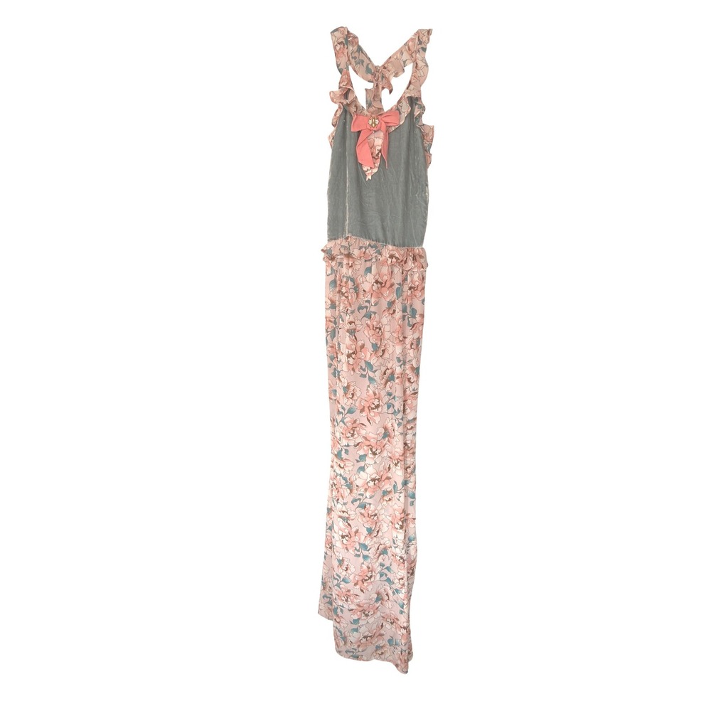 For‎ Love and Lemons Dress Blue Pink Floral Velvet Dainty Feminine Ruffle Medium